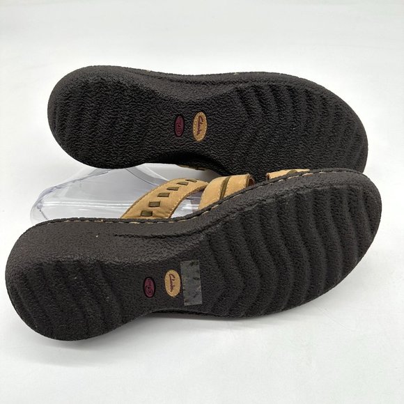 Clarks Artisan Sandals Womens Slip On Suede Leather Flats Active Air Tan 11 M - Picture 6 of 8